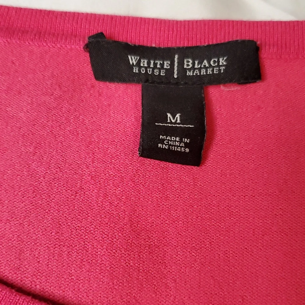 White House Black Market Pink Cardigan Sweater W/ Ruffled Buttoned Size M